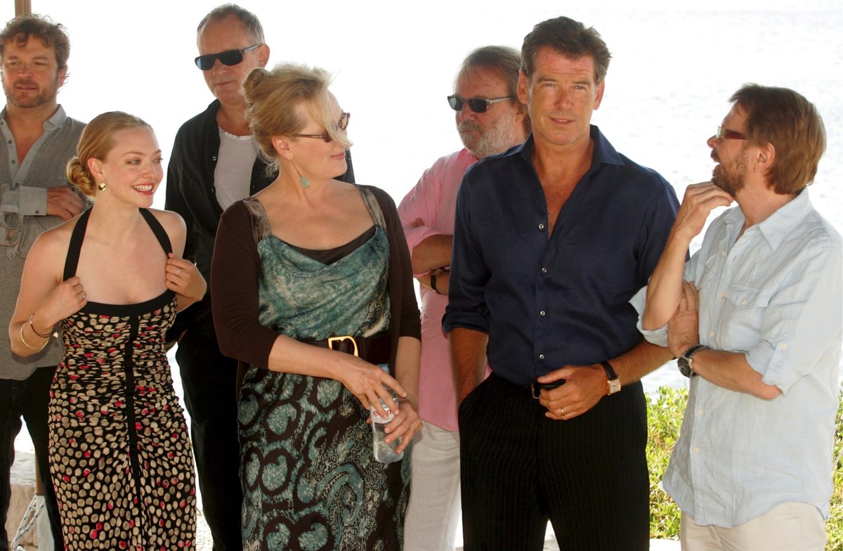 S M. Streepovou a P. Brosnanem, hlavními aktéry filmu Mamma Mia!.