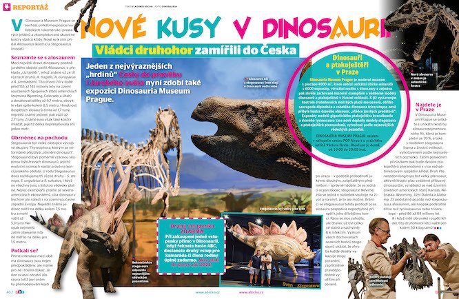 Jeden z nejvýraznějších „hrdinů“ Cesty do pravěku i Jurského světa nyní zdobí také expozici Dinosauria Museum Prague. Více v ABC