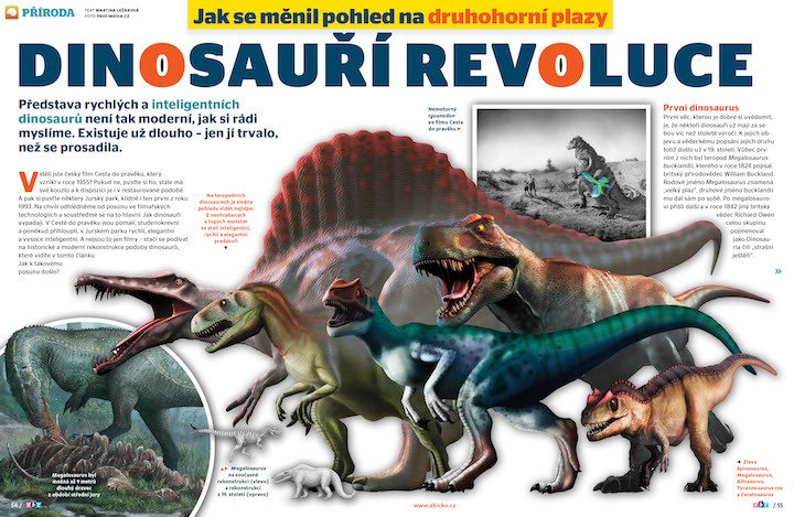 Představa rychlých a inteligentních dinosaurů není tak moderní, jak si rádi i myslíme. Víc prozradí časopis ABC č. 21/2021