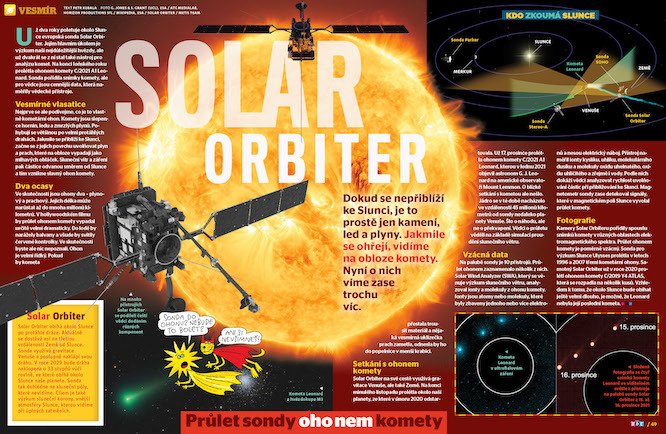 Vesmírná sonda Solar Orbiter proletí chvostem komety. Víc prozradí časopis ABC