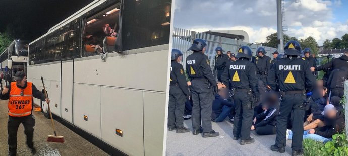 Kodaňští chuligáni napadli autobus příznivců Sparty!