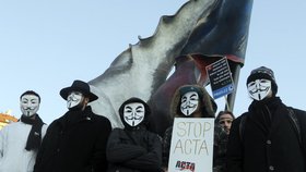 Demonstrace proti podpisu dohody ACTA v ČR. 2.2.2012
