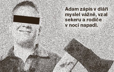 Adam zápis v diáři myslel vážně, vzal sekeru a rodiče v noci napadl.