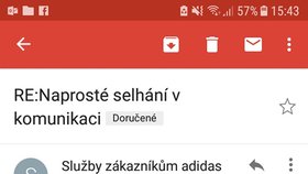 Reakce společnosti Adidas na zaslanou stížnost