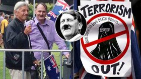 Dvojník Adolfa Hitlera přišel na protiislámskou demonstraci v Austrálii.