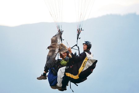 Adrenalinový let ve výšce až 900 metrů probíhá ve speciálně upravené sedačce