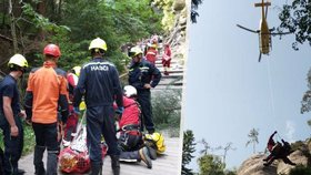 Záchrana turistů v Adršpašských skalách