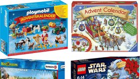 Adventní kalendáře s hračkami: Panáčci, dinosauři, autíčka i zvířátka 