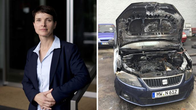 Předsedkyni AfD Petryové o víkendu zapálili neznámí pachatelé auto