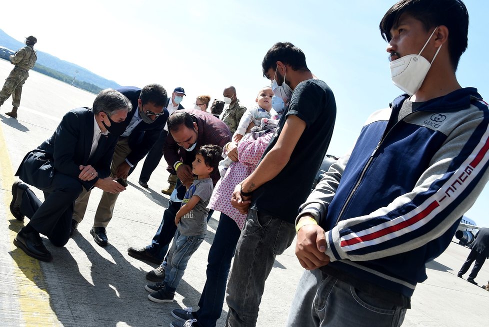 Afghánští běženci na základně Ramstein v Německu.