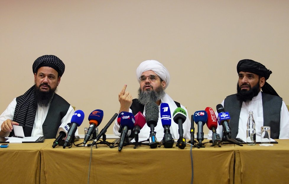 Představitelé Tálibánu na konferenci v Moskvě, 9. července 2021