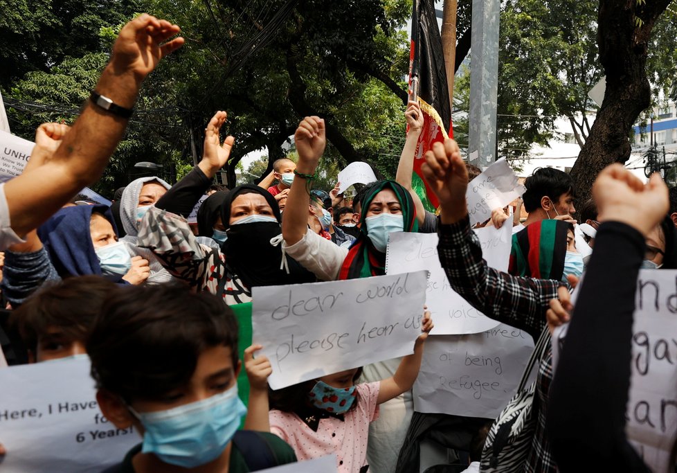 Protest Afghánců v Indonésii.