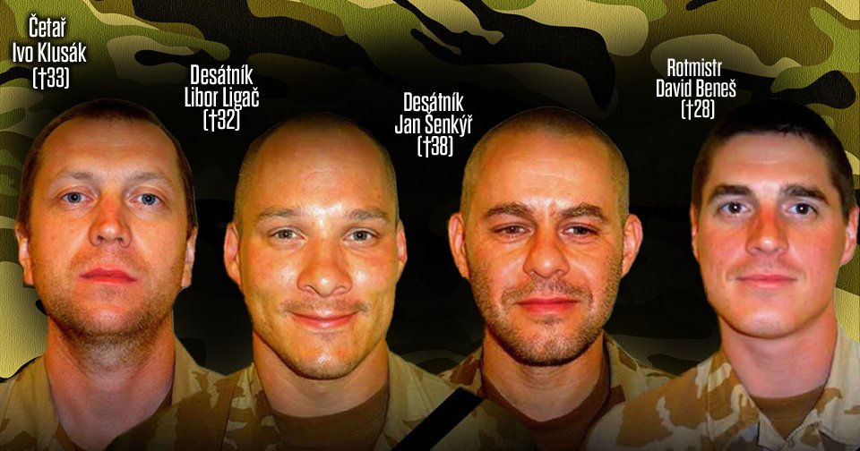 Fotky padlých hrdinů z Afghánistánu: Tohle je čtveřice vojáků, která přišla o život při atentátu.