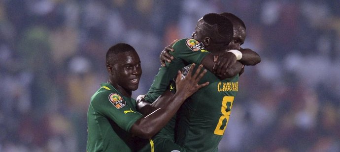 Fotbalisté Senegalu slaví gól do sítě Ghany