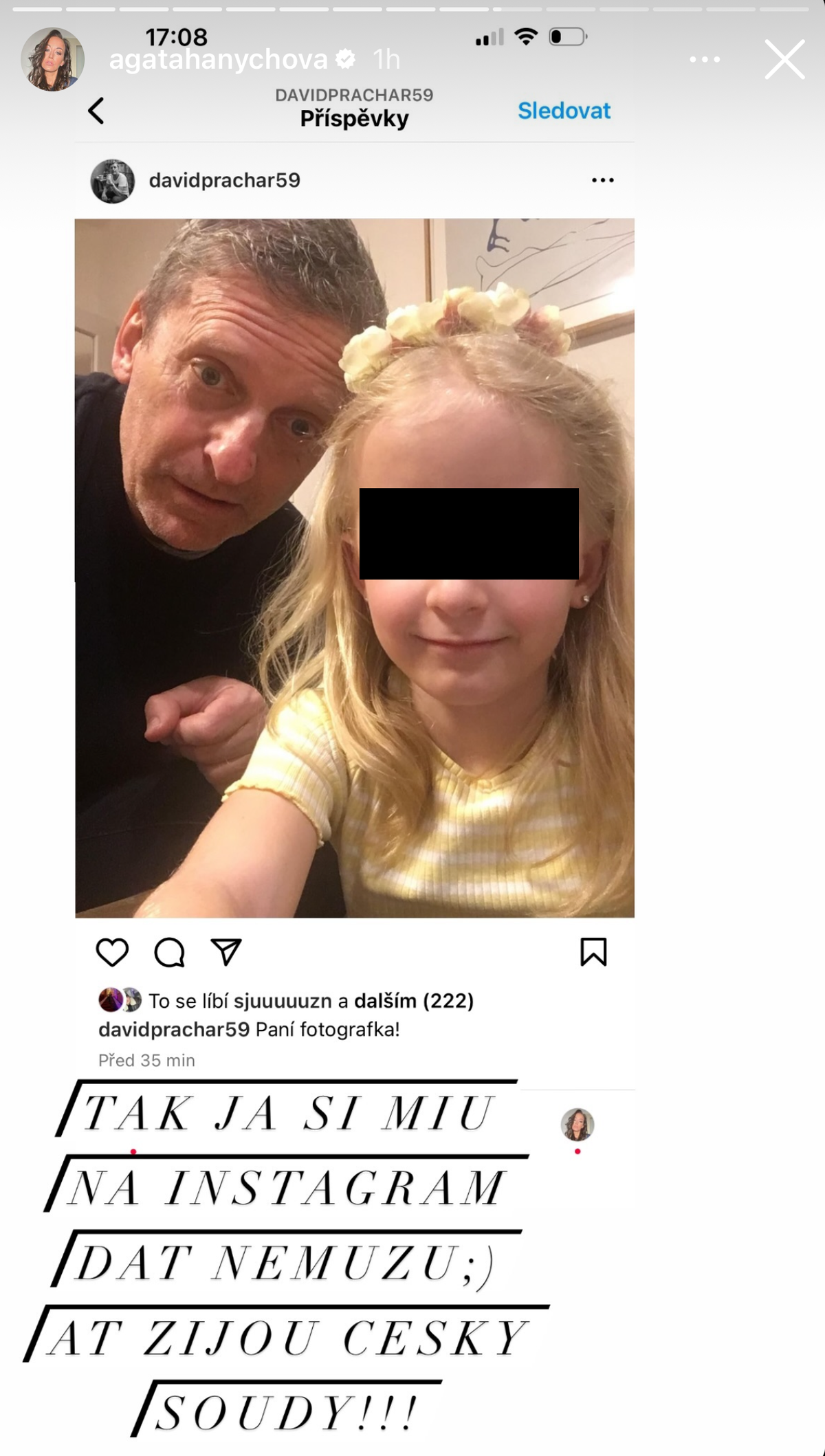 David Prachař si vnučku umístil na Instagram.