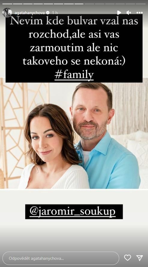 Hanychová a Soukup zprávy o rozchodu dříve popírali.