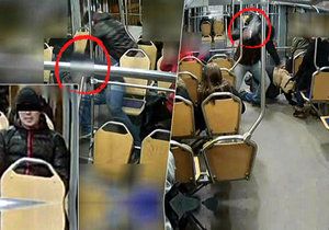Napadl jiného muže, srazil ho k zemi a o hlavu mu rozbil lahev. Běsnění agresora zachytily kamery v ostravské tramvaji. Hrozí mu až 12 let vězení.