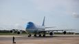 Air Force One během nedávné Trumpovy cesty do Británie