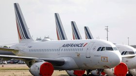 Letadla společnosti Air France na pařížském letišti Charles de Gaulle.