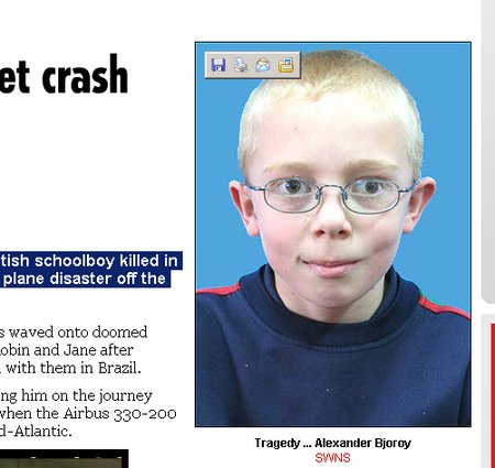 V letadle umíraly i děti, jako tento školák Alexander Bjoroy (11) z Británie