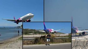 Letadlo společnosti WizzAir provedlo velmi nízké přistání na letišti na řeckém ostrově Skiathos.