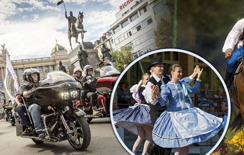 Tipy na víkend: Burácení harleyů v ulicích Prahy, koňská krása v Pardubicích i folklor v Luhačovicích