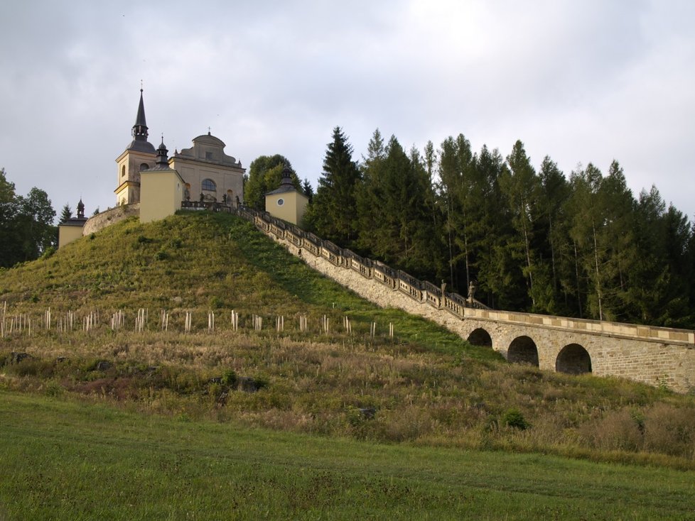 Nejdelší poutní schodiště v Česku měřící 112 metrů vede na vrch Homole u Orlických hor.