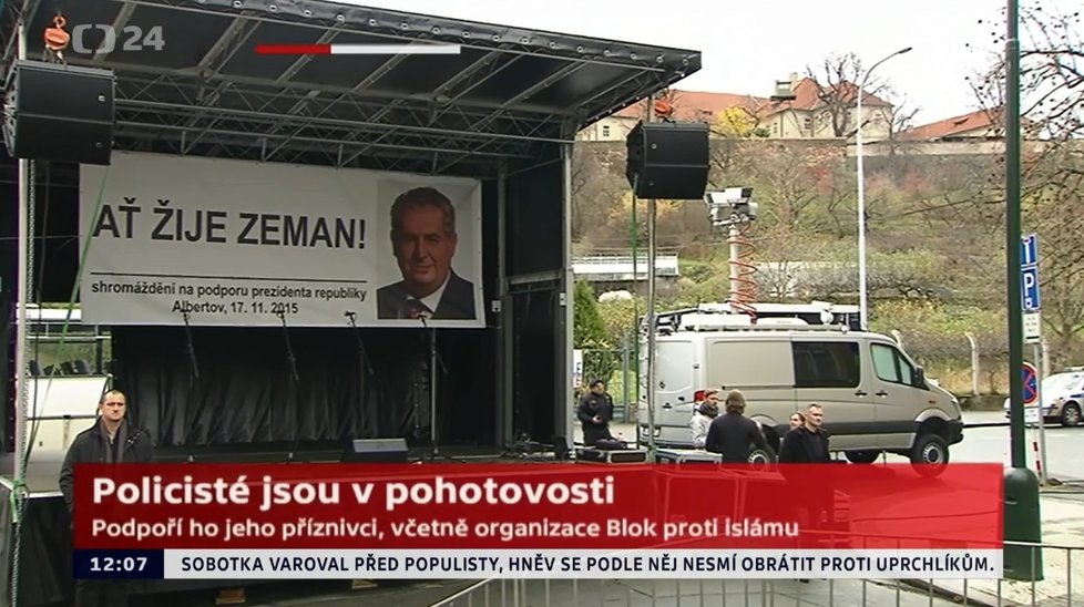 17. listopad 2015: Přípravy podporovatelů Miloše Zemana na Albertově