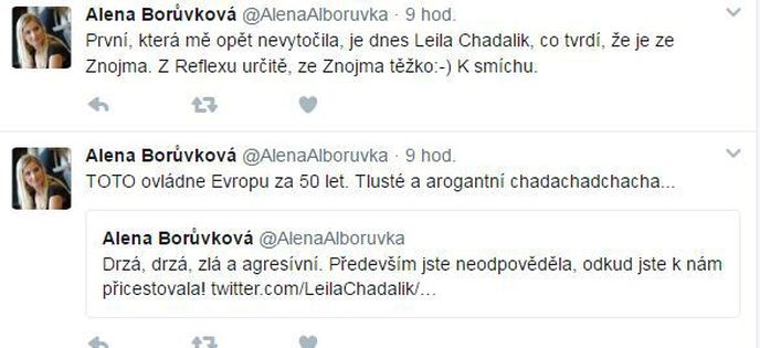 Alena Borůvková tweetuje.