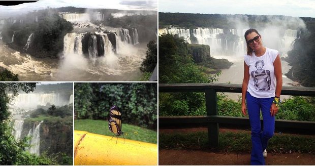 Alena Šeredová je na dovolené v Brazílii. Vodopády Iguazú, které jsou jedny z nejkrásnějších na světě, si nemohla nechat ujít.
