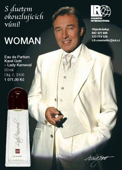 Karel Gott v reklamě na svůj parfém.