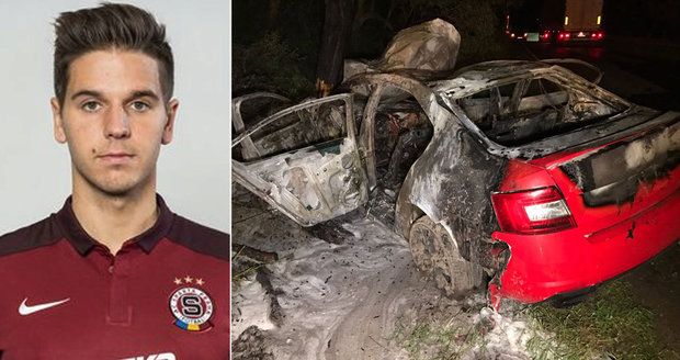 Fotbalista Sparty boural opilý: Z hořícího auta ho vytáhli na poslední chvíli!