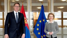 Srbský prezident Alexandar Vučić s předsedkyní Evropské komice Ursulou von der Leyen