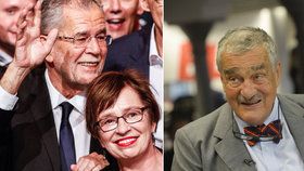 Vítěz rakouských prezidentských voleb Alexander Van der Bellen (vlevo) s manželkou: Gratuloval mu i Karel Schwarzenberg.