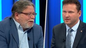 Europoslanec Alexandr Vondra (ODS) a místopředseda ANO Radek Vondráček v pořadu Partie na CNN Prima News