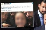Macronův někdejší blízký muž Alexandre Benalla má další problém. Kvůli fotce, kde míří číšnici jeho pistolí na hlavu