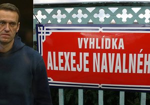 Ve Stromovce se objevila na vyhlídce nedaleko ruské ambasády cedule s nápisem vyhlídka Alexeje Navalného.