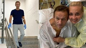 Otrávený Alexej Navalnyj: Druhé foto z berlínské nemocnice. Tentokrát již na nohou