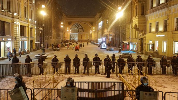 Protesty za propuštění ruského opozičníka Alexeje Navalného v Rusku