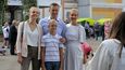 Putinův kritik Alexej Navalnyj s rodinou: manželkou Julijí, dcerou Dariou a synem Zacharem.