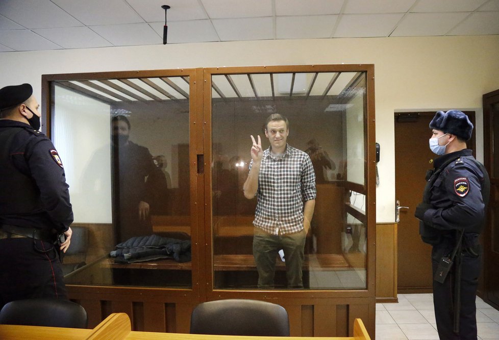 Ruský opozičník Alexej Navalnyj u soudu (20. 2. 2021)