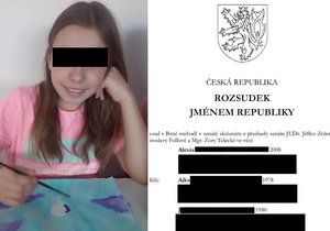 Rozsudek Krajského soudu v Brně, který dostala matka Alexie (11) Ajka (44) v pondělí 6. ledna 2020.
