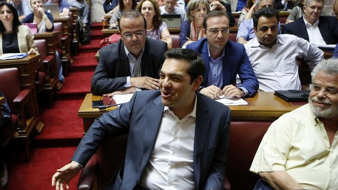 Alexis Tsipras na jednání Syrizy