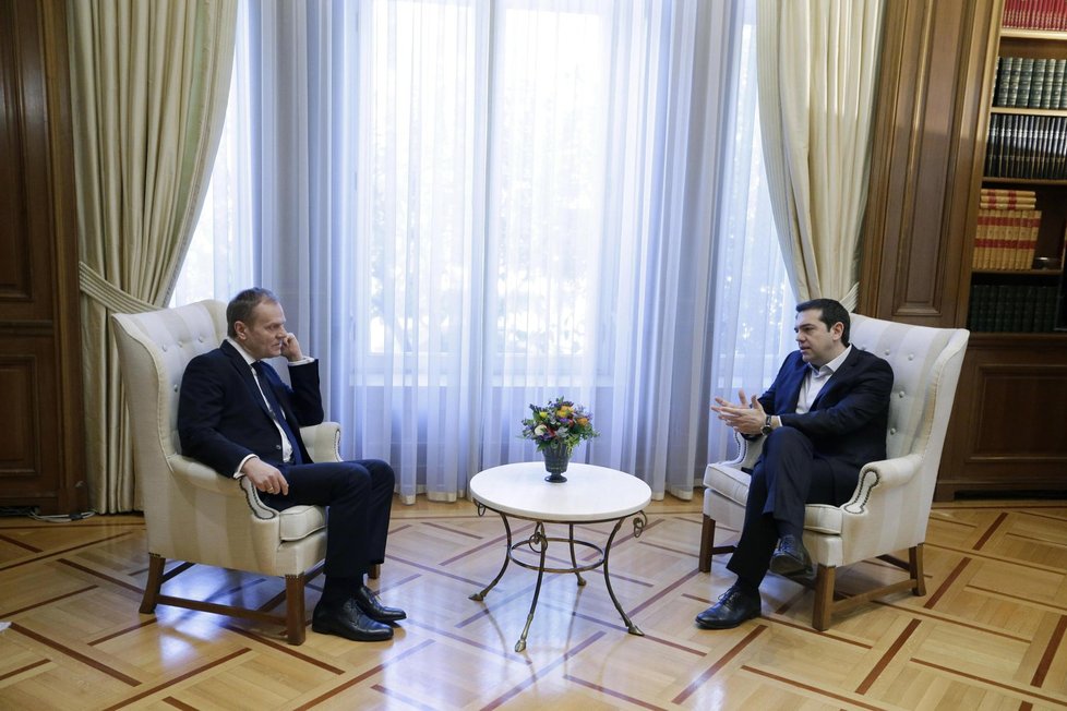Řecký premiér Alexis Tsipras přivítal v Athénách šéfa Evropské rady Donalda Tuska