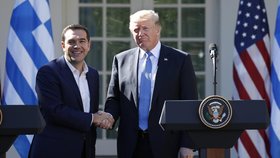 Řecký premiér Alexis Tsipras s Donaldem Trumpem při návštěvě USA