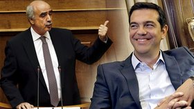 Lídr řecké opozice Meimarakis a odstupující premiér Alexis Tsipras ze strany Syriza