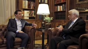 Alexis Tsipras na návštěvě u řeckého prezidenta, se kterým mluvil o své rezignaci