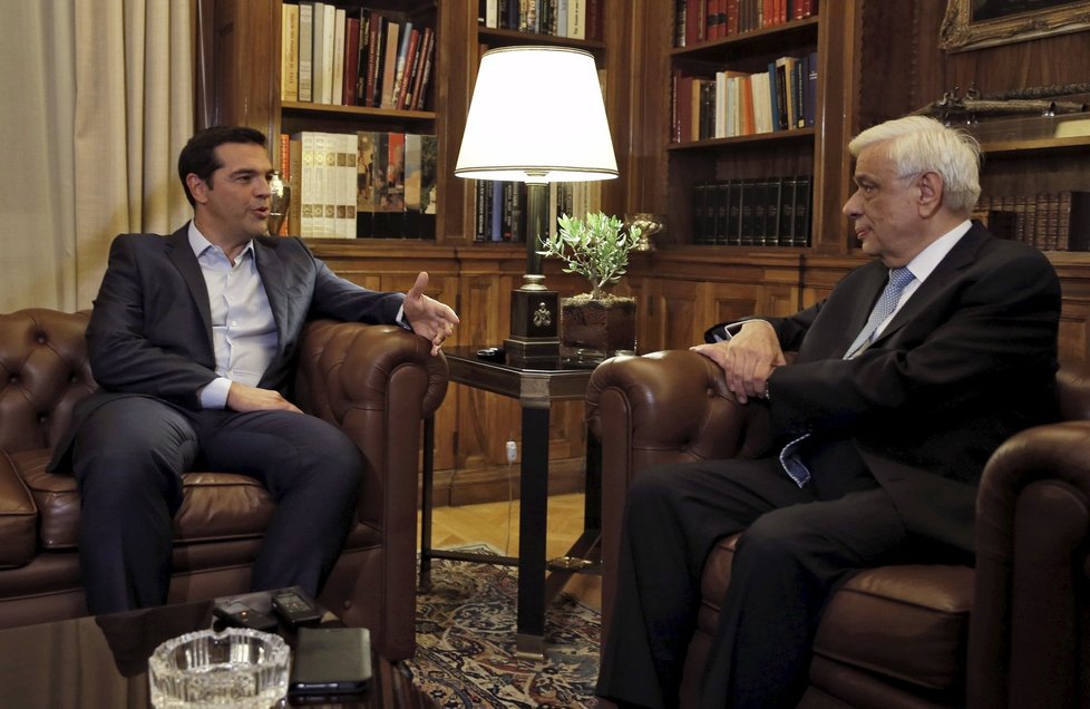 Alexis Tsipras na návštěvě u řeckého prezidenta, se kterým mluvil o své rezignaci