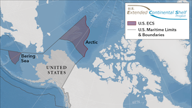 Nová mapa rozšířeného kontinentálního šelfu, jak si ho nárokují USA.