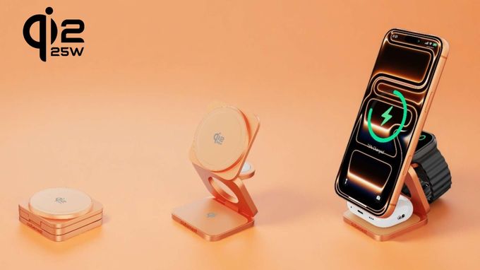 Limitovaná edice oranžové Qi2.2 MagSafe nabíječky 3v1, která nabije váš iPhone na 50% za 25 minut Limitovaná edice oranžové Qi2.2 MagSafe nabíječky 3v1, která nabije váš iPhone na 50% za 25 minut